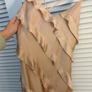 Show me your mumu champagne Ruffled bridesmaid Dress